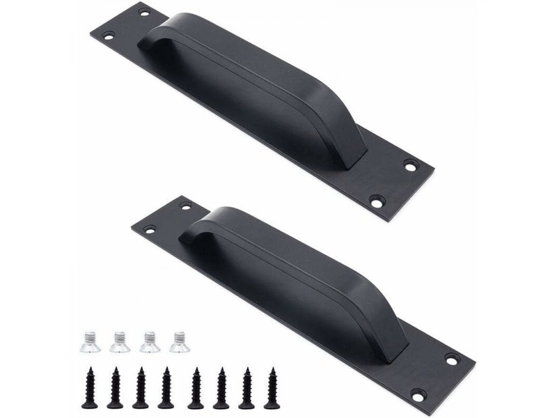  2 poignées de porte coulissante en alliage d'aluminium pour portes coupe-feu, de 20 cm x 4 cm, couleur noire  - Conforama A
