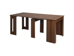 Table à manger extensible avec plateau rabattable et roulettes en panneaux de particules marron pour salle à manger
