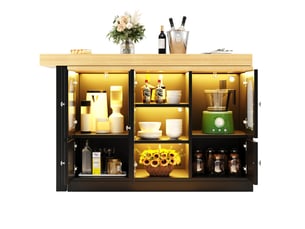 Buffet de cuisine en table 120-197x40x72 cm avec led, noir