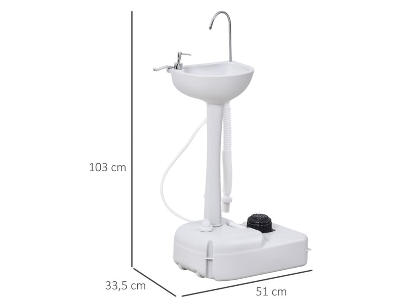  Lavabo mobile 51x33,5x103 cm avec roulettes blanc  - Conforama E