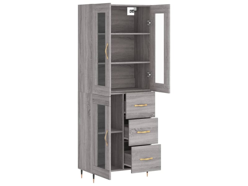  Buffet haut - bahut - meuble de rangement sonoma gris 69,5x34x180 cm bois d'ingénierie  - Conforama D