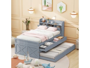 Lit gigogne 90x190 cm <strong></strong> <strong>OMNIGLINT TRADING LTD</strong> coloris gris