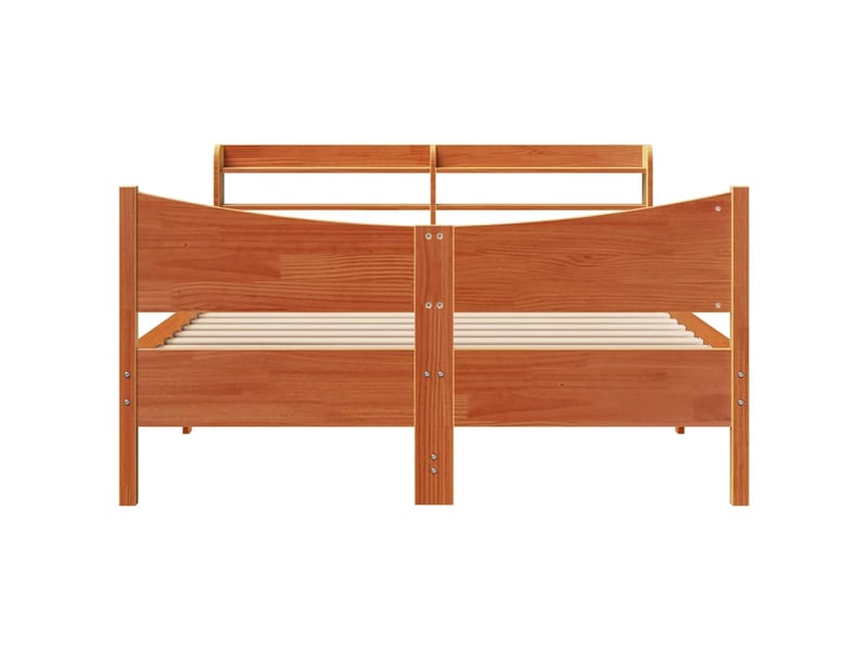 Lit double- lit adulte - cadre de lit et tête de lit marron 150x200 cm bois de pin - Conforama C