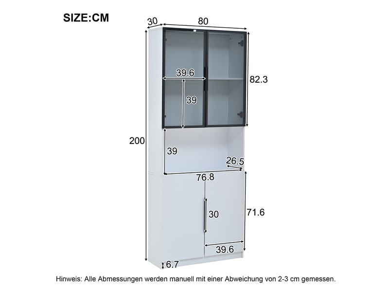 Vitrine haut 200 cm avec éclairage led réglable, portes vitrées, style minimaliste, 200 × 80 × 30 cm, blanc, pour exposer et organiser vos objets CARDUME ESTIVAL - Conforama C
