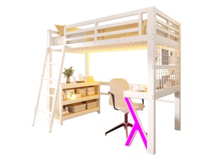Lit mezzanine 90x200 cm <strong></strong>  <strong>Radiant Stride</strong> coloris blanc