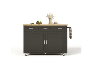 Îlot de cuisine mobile 120 x 4570 x 84 cm, plateau rabattable, naturel et noir