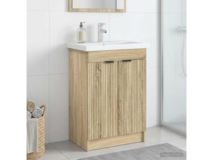Armoire sous évier de salle de bain, meuble de rangement chêne sonoma shl8455