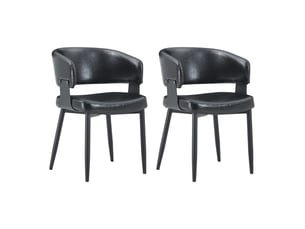 Chaise de salle à manger chaise de cuisine cuir synthétique style mid-century moderne lot de 2 pièces fauteuils rétro accoudoirs tonneau dossier à motif pieds stables