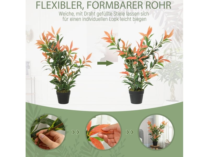  Plante artificielle 45x45x90 cm 300 feuilles branches ajustables rouge et vert  - Conforama D