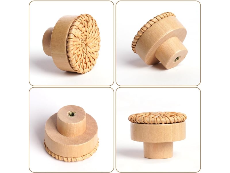  6 pcs boutons de meuble en rotin bois, 40 mm poignet de tiroir | poignée meuble, boutons de portes pour placards, pour décoration d'intérieur  - Conforama B