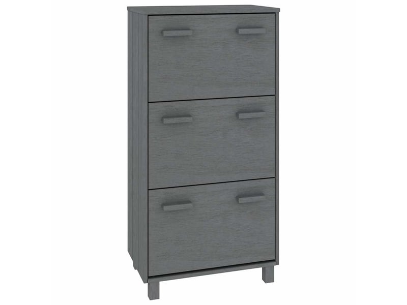  Meuble à chaussure, armoire à chaussures hamar gris foncé 59,5x35x117 cm pin massif  - Conforama A
