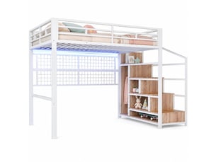 Lit mezzanine 140x200 cm MEUBLIV coloris blanc