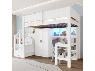 Lit mezzanine 90x200 cm <strong>SAPGAKS</strong> <strong></strong> coloris blanc