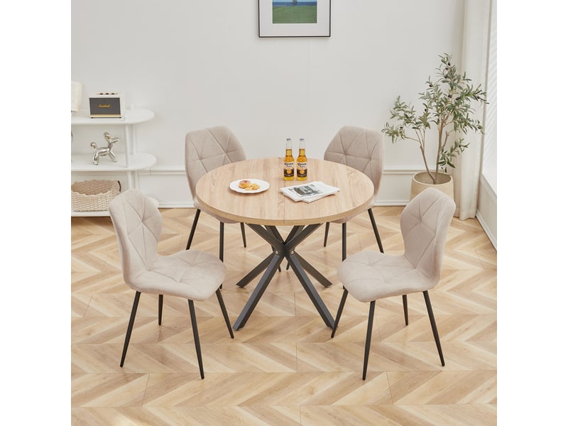  Lot de 6 chaises - chaise de salle à manger vintage en forme de diamant - chaise en lin - pieds en métal(beige) Grand-house - Conforama D