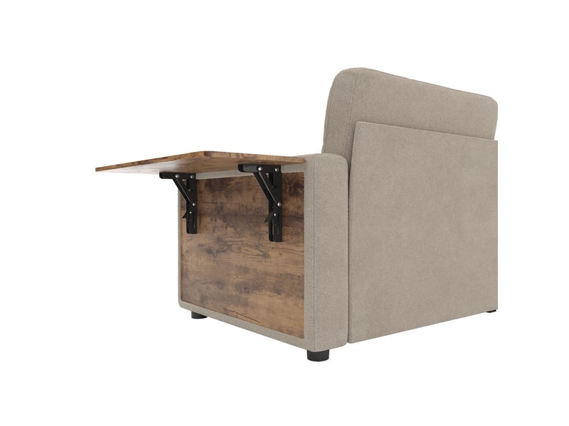  Canapé droit moderne en chenille,2 places,avec deux compartiments de rangement et siège réglable,178x71x57.5 cm,kaki  - Conforama D