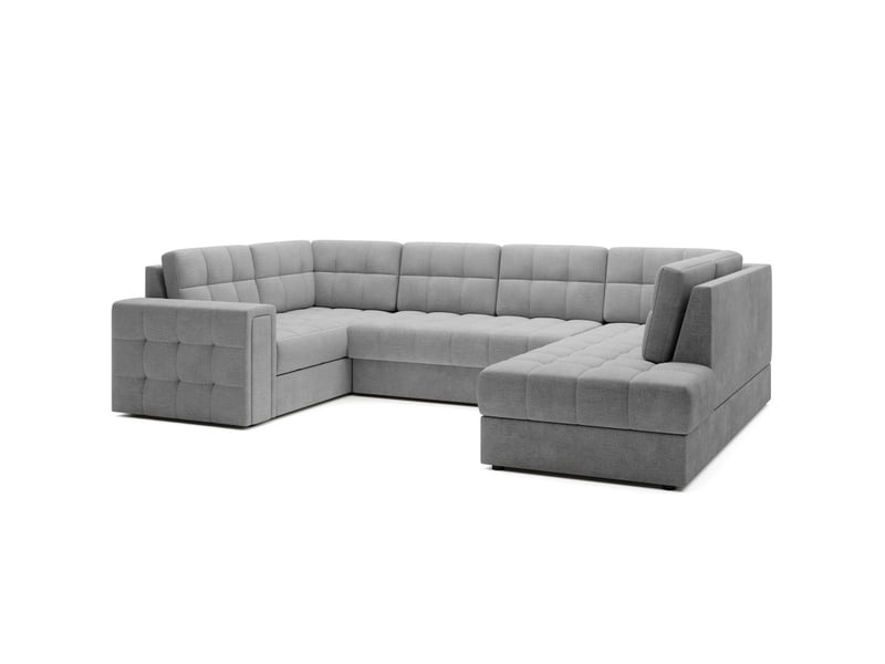  Canapé d'angle convertible monteza gris 299 cm avec coffre et couchage  - Conforama E