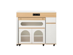 Îlot de cuisine à roulettes 110.5x50.5x95.5 cm extensible mdf blanc et naturel