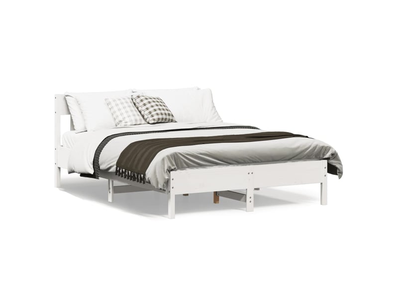  Lit double- lit adulte -  cadre de lit sans matelas blanc 160x200 cm bois de pin massif  - Conforama A