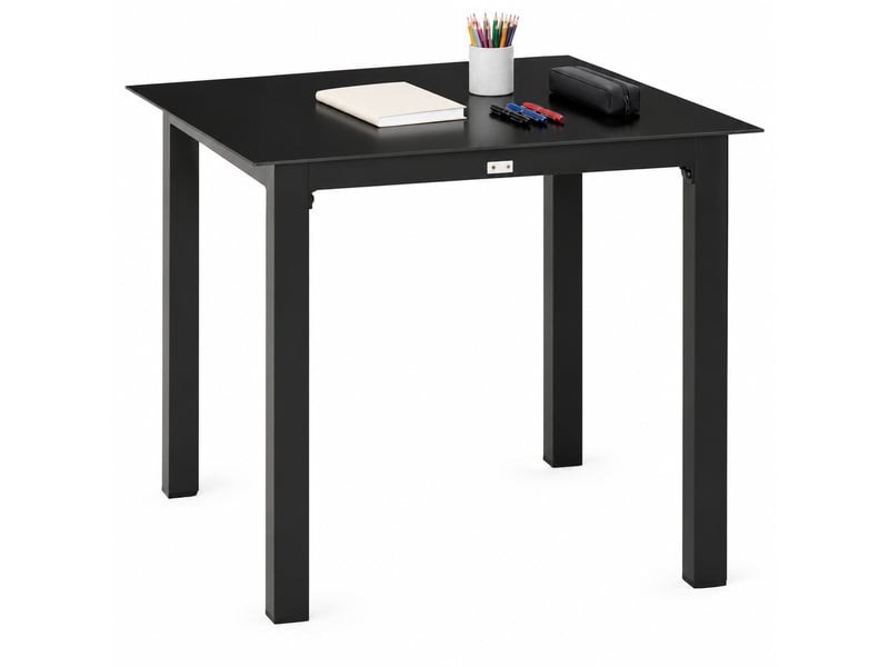  Table de jardin ulevr carrée 80 x 80 x 74 cm, 4 personnes, plateau en verre trempé, aluminium noir  - Conforama A