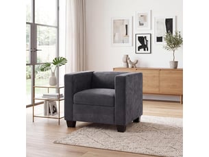 Fauteuil lille, fauteuil de salon, fauteuil rembourréde cocktail, suspension nosag, tissuchenille (260 gm²) - gris foncé