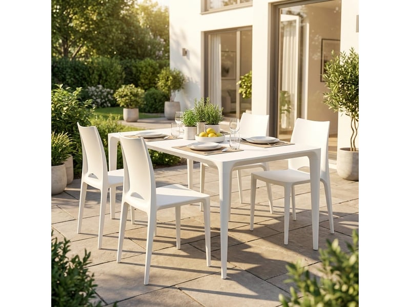 Lot de 4 chaises empilables en polypropylène lione - blanc - Conforama B