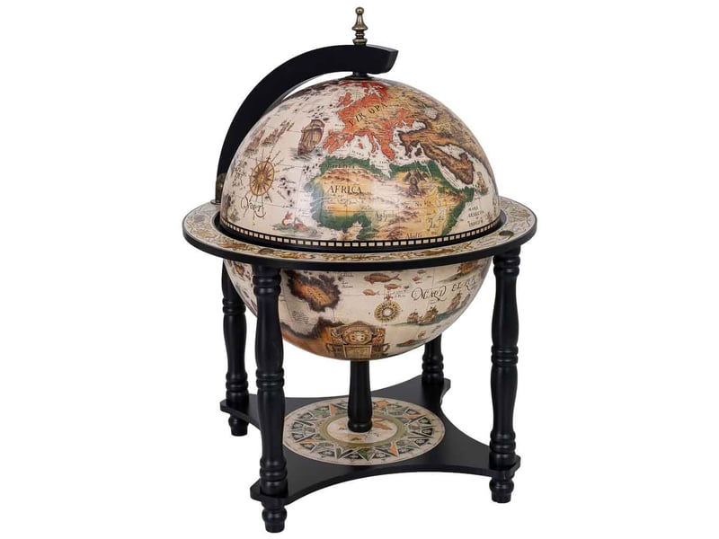  Meuble porte-bouteilles globe terrestre blanc l41,6 x 56 h cm  - Conforama A