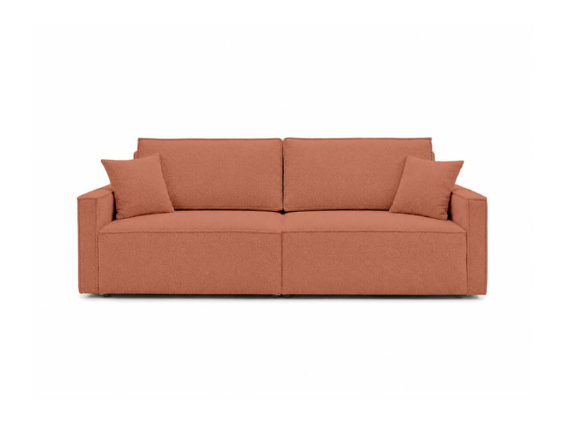  Farah - canapé droit 3 places convertible accoudoirs slim en tissu bouclettes généreuses  - Conforama E