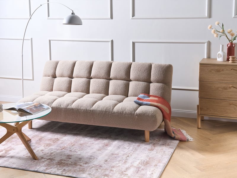 Canapé-lit 2 places risor bouclé beige  - Conforama B