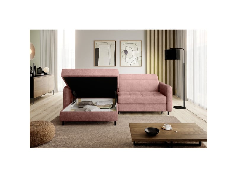  Canapé d'angle collection goumsi coloris rose poudré  - Conforama D