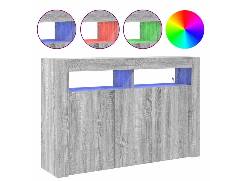  Buffet - bahut - meuble de rangement gris sonoma 116 x 30 x 75 cm bois d'ingénierie  - Conforama D
