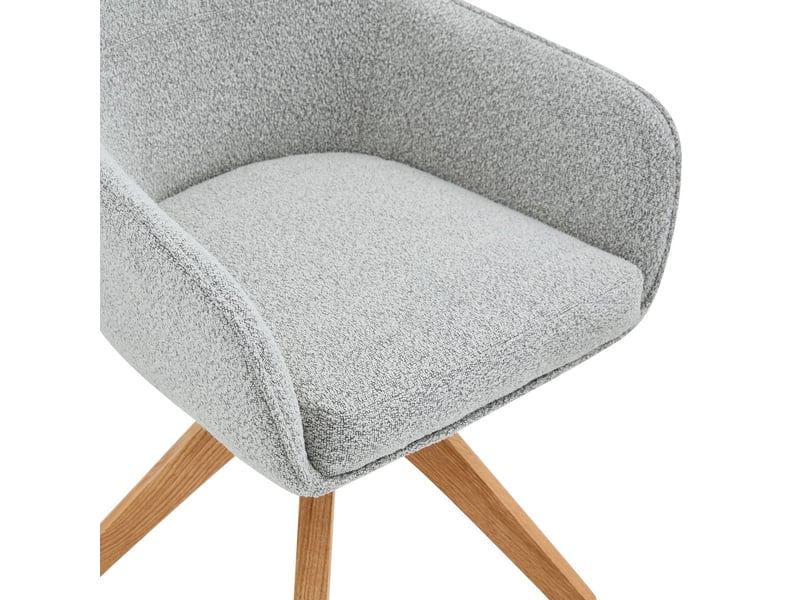  Chaise de salle à manger pivotante à 360° piétement en bois massif lot de 2 pièces revêtement en tissu gris assise en mousse dossier ergonomique style moderne légèrement luxueux  - Conforama D