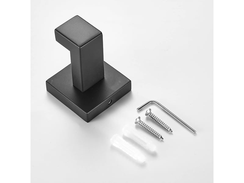 2 pièces crochet de salle de bain noir, mural home patère à crochets, en acier inoxydable - Conforama E