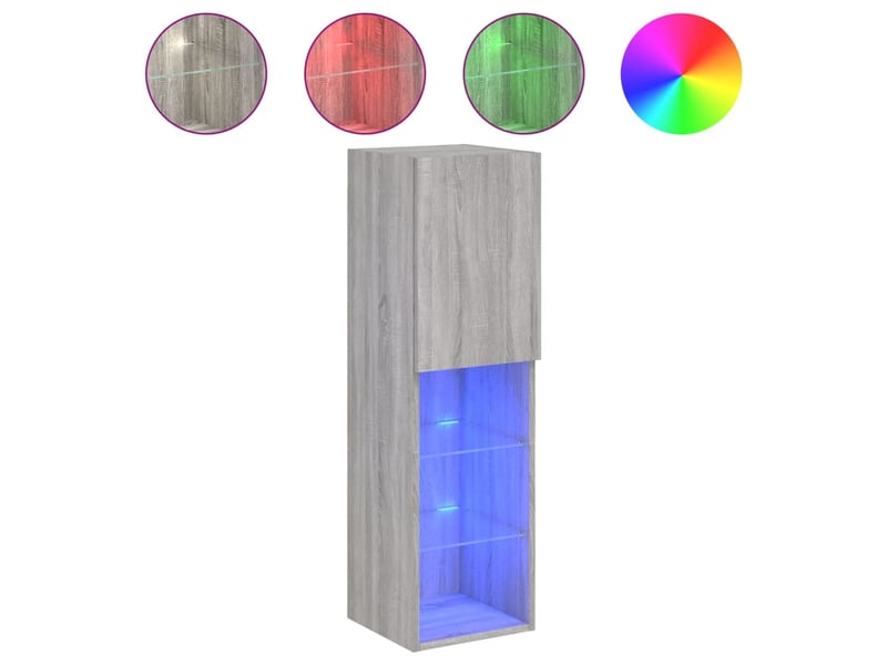 Meuble tv - banc tv - meuble de rangement avec lumières led sonoma gris 30,5x30x102 cm - Conforama A
