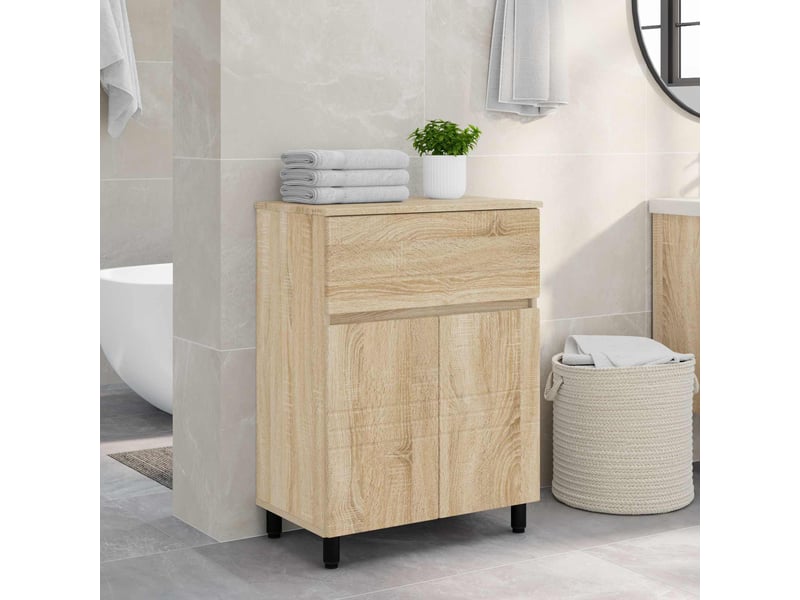  Unité de vanité de salle de bain, meuble de rangement chêne sonoma 60x35x80 cm  - Conforama B