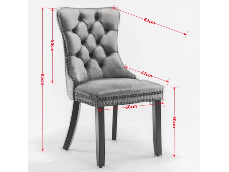 Lot de 2 chaises de salle à manger en velours bleu, dossier haut, pieds en bois à finition dorée - Conforama E