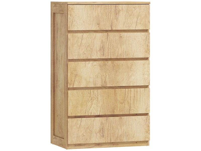  Commode 5 tiroirs meuble de rangement sans poignées design minimaliste bois naturel 60 x 39 x 100 cm  - Conforama B