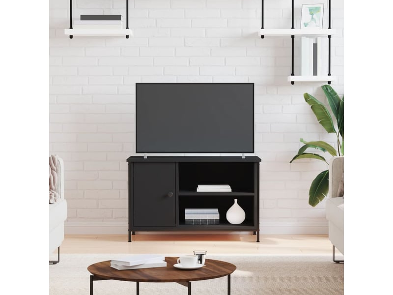 Meuble tv - banc tv - meuble de rangement noir 80x40x50 cm bois d'ingénierie  - Conforama B