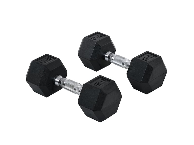  Ensemble d'haltères courtes hexagonaux total 16 kg - entraînement musculaire &amp; haltérophilie - métal caoutchouc noir  - Conforama A