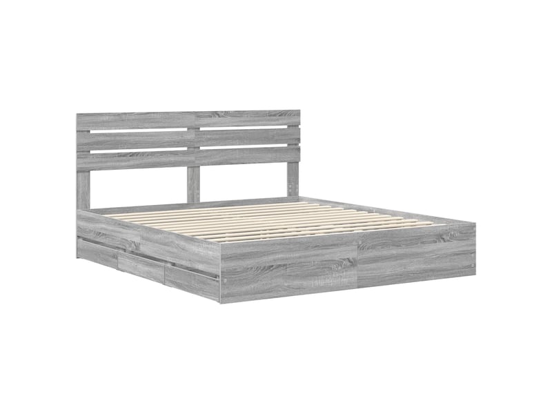  Lit double- lit adulte -  cadre de lit gris sonoma 180 x 200 cm bois ingénierie  - Conforama C
