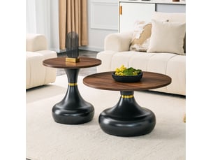 Table basse rond(e) coloris bicolore <strong>CRAVDOM</strong> <strong></strong> - 70 cmx50 cm