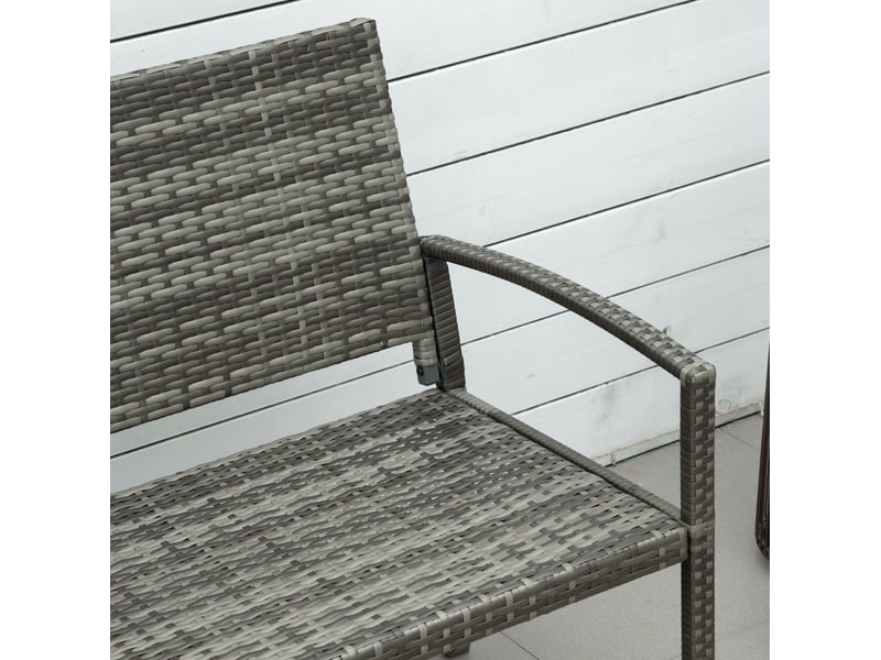 Banc de jardin 2 places 122x60x85 cm – gris – résine tressée, cadre en acier, charge 320 kg pour extérieur - Conforama D