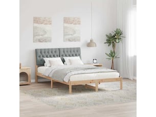 Lit adulte, lit double, cadre de lit avec tête de lit rembourrée marron 160x200cm cf3802