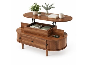 Table basse capsule coloris bois foncé <strong>WISHDOR</strong> <strong></strong> - 50 cmx105 cm