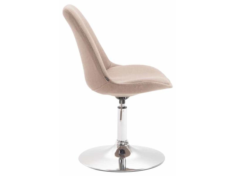 Lot de 4 chaises de salle à manger pivotante hauteur réglable en tissu taupe et pied trompette en métal chromé 10_0008529  - Conforama D