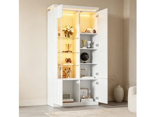 Vitrine coloris blanc 6 étagère(s) <strong>MODFU</strong> <strong></strong> - 80 cmx180 cm