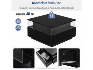 Table basse carré(e) coloris noir <strong></strong> <strong></strong> - 70 cmx70 cm
