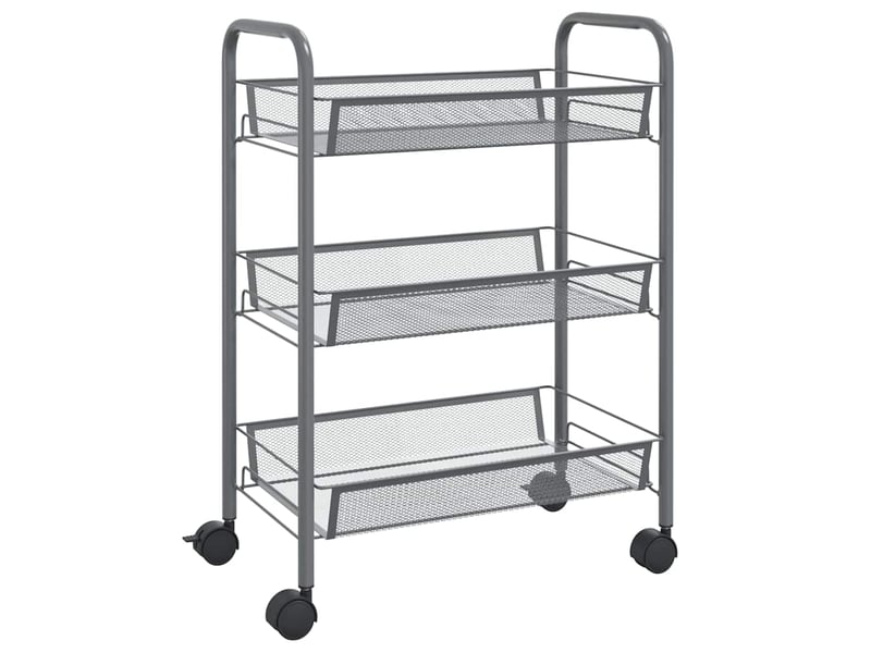  Desserte de cuisine, chariot de rangement à 3 niveaux gris 46x26x64 cm fer  - Conforama A