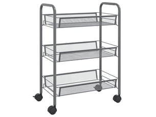 Desserte de cuisine, chariot de rangement à 3 niveaux gris 46x26x64 cm fer