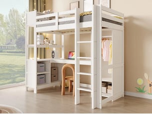 Lit mezzanine 90x200 cm <strong>SEYAKANY</strong> <strong></strong> coloris blanc