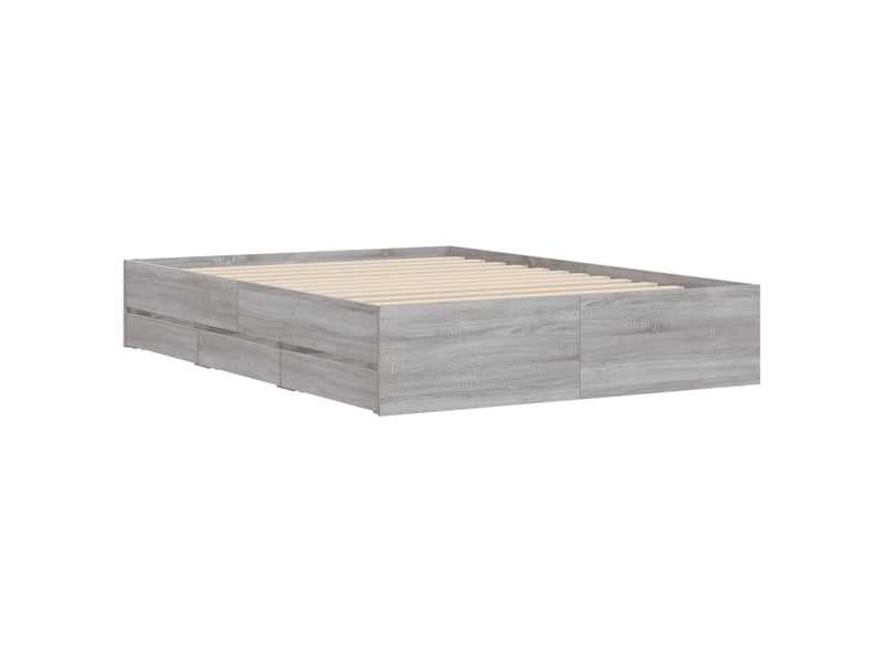  Lit double- lit adulte -  cadre de lit avec tiroirs sans matelas sonoma gris 135x190 cm  - Conforama C